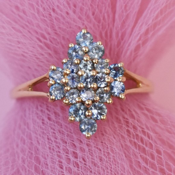 Sky blue gemstone ring size 10 US, spinel engagement ring 10K gold - Picture 1 of 9